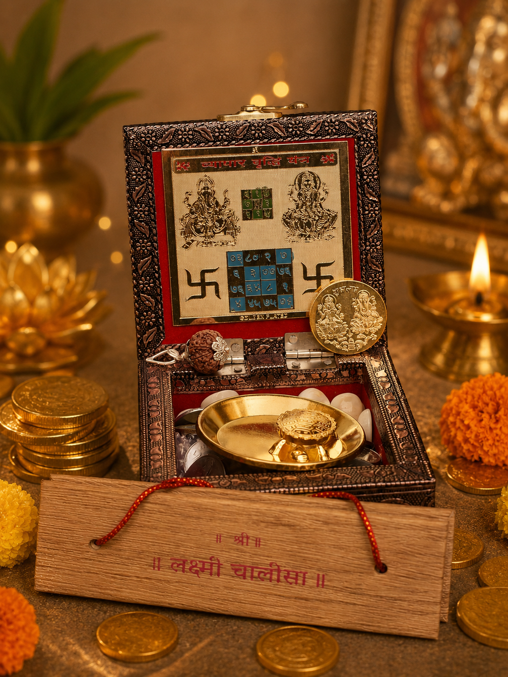 DIVINE GLOW Vyapar Vriddhi Combo | Divine Wealth & Prosperity Kit with Lakshmi-Ganesh Blessings for Business Growth & Lasting Success.