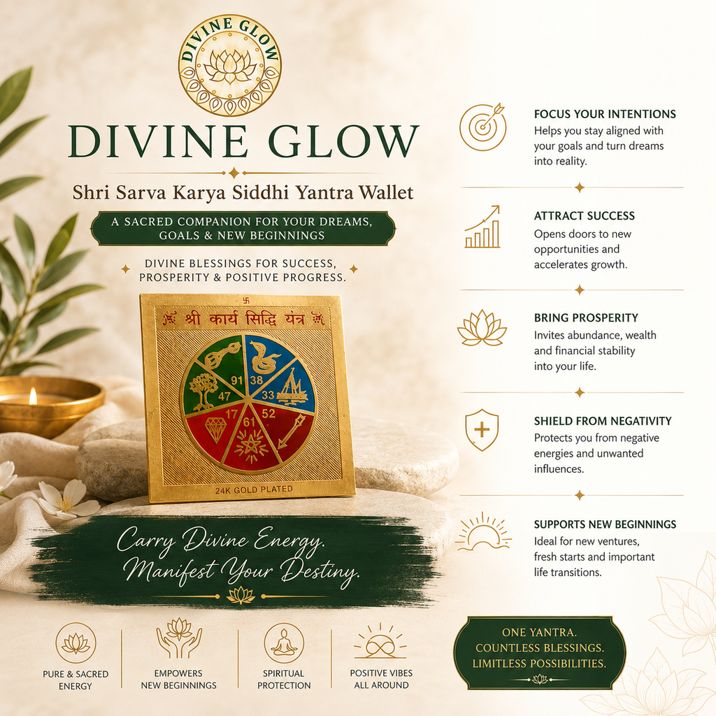 DIVINE GLOW Shri Sarva Karya Siddhi Yantra Wallet | A Sacred Companion for Your Dreams, Goals & New Beginnings | Divine Blessings for Success, Prosperity & Positive Progress.