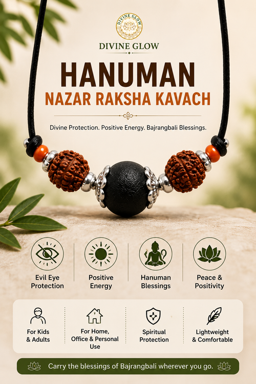 DIVINE GLOW Divya Nazar Battu Kavach, Rudraksha Beads, Evil Eye Protection, Positive Energy and Vastu Protection, for Home, Office and Personal Use