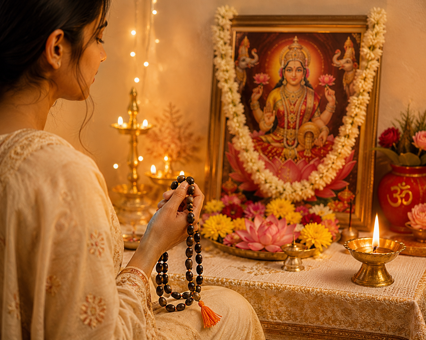Divine Glow Kamal Gatta Mala – Invite Ma Laxmi Ji’s Divine Presence, Blessings & Prosperity Into Your Life