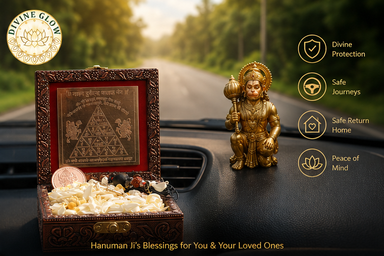 DIVINE GLOW Hanuman Ji Vaahan Suraksha Combo | Hanuman Ji's Divine Protection for Car, Bike & All Vehicles.