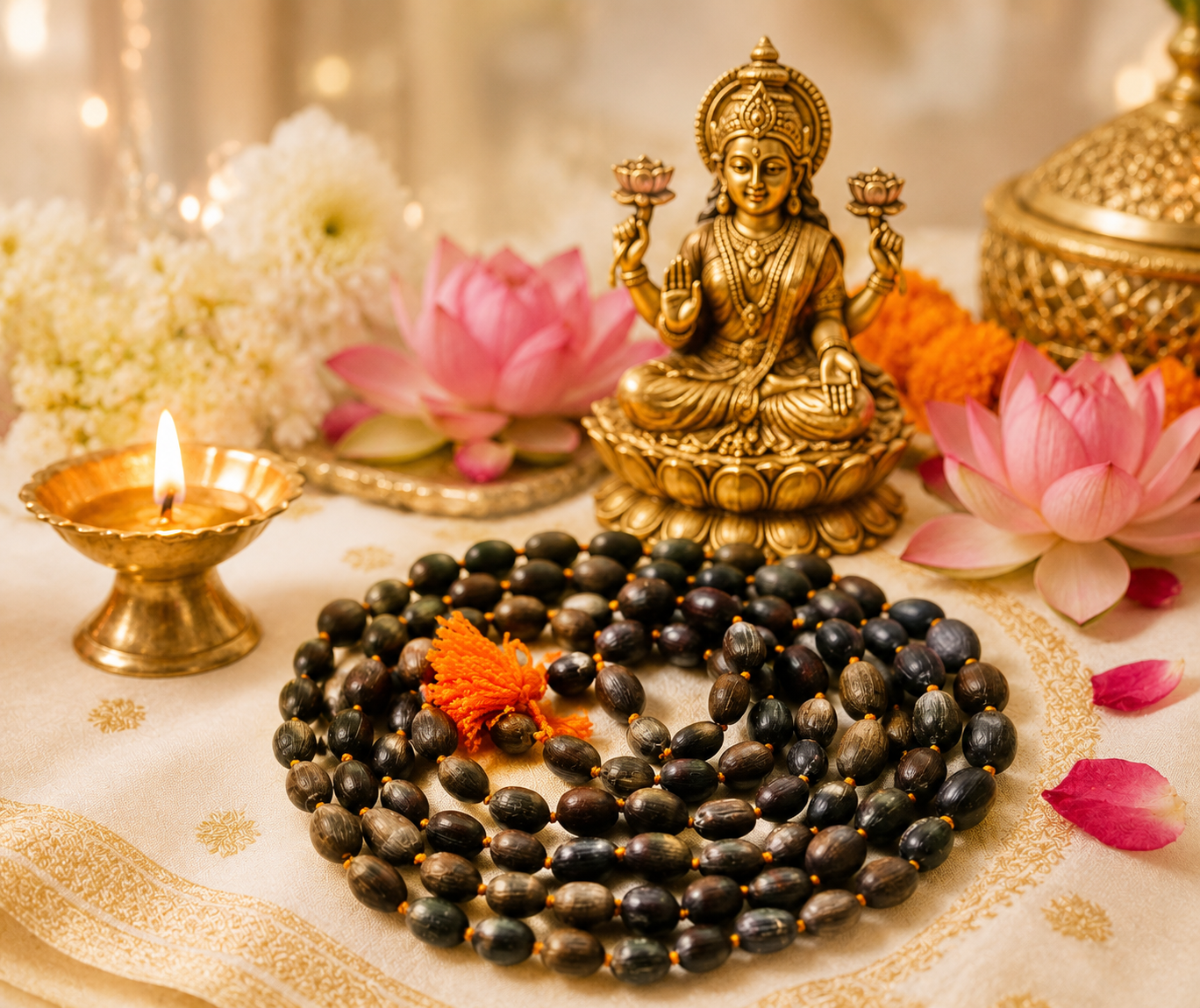 Divine Glow Kamal Gatta Mala – Invite Ma Laxmi Ji’s Divine Presence, Blessings & Prosperity Into Your Life